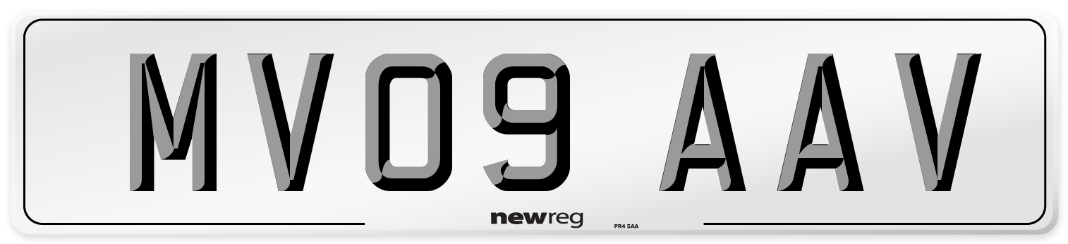 MV09 AAV Number Plate from New Reg
